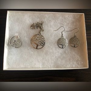 Silver Tree Jewelry Set